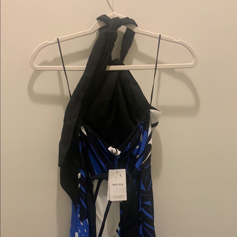 NWT Reiss Erin Blue Maxi Halter Tropical Print Sundress Resort Wear - Picture 8 of 12